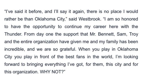 Westbrook Statement